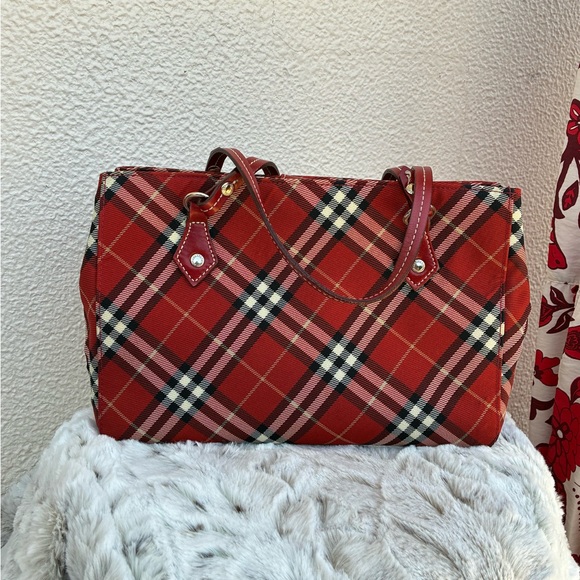 Burberry Red Plaid Shoulder Bag - Picture 3 of 17